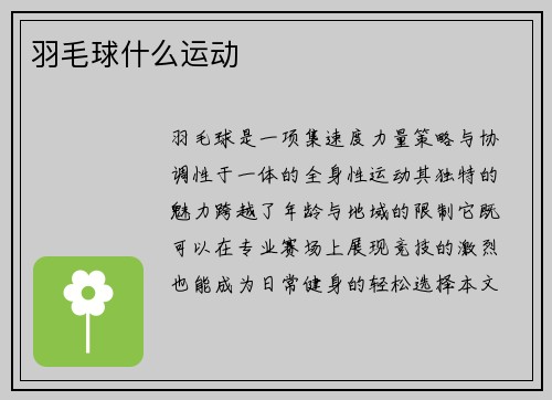 羽毛球什么运动